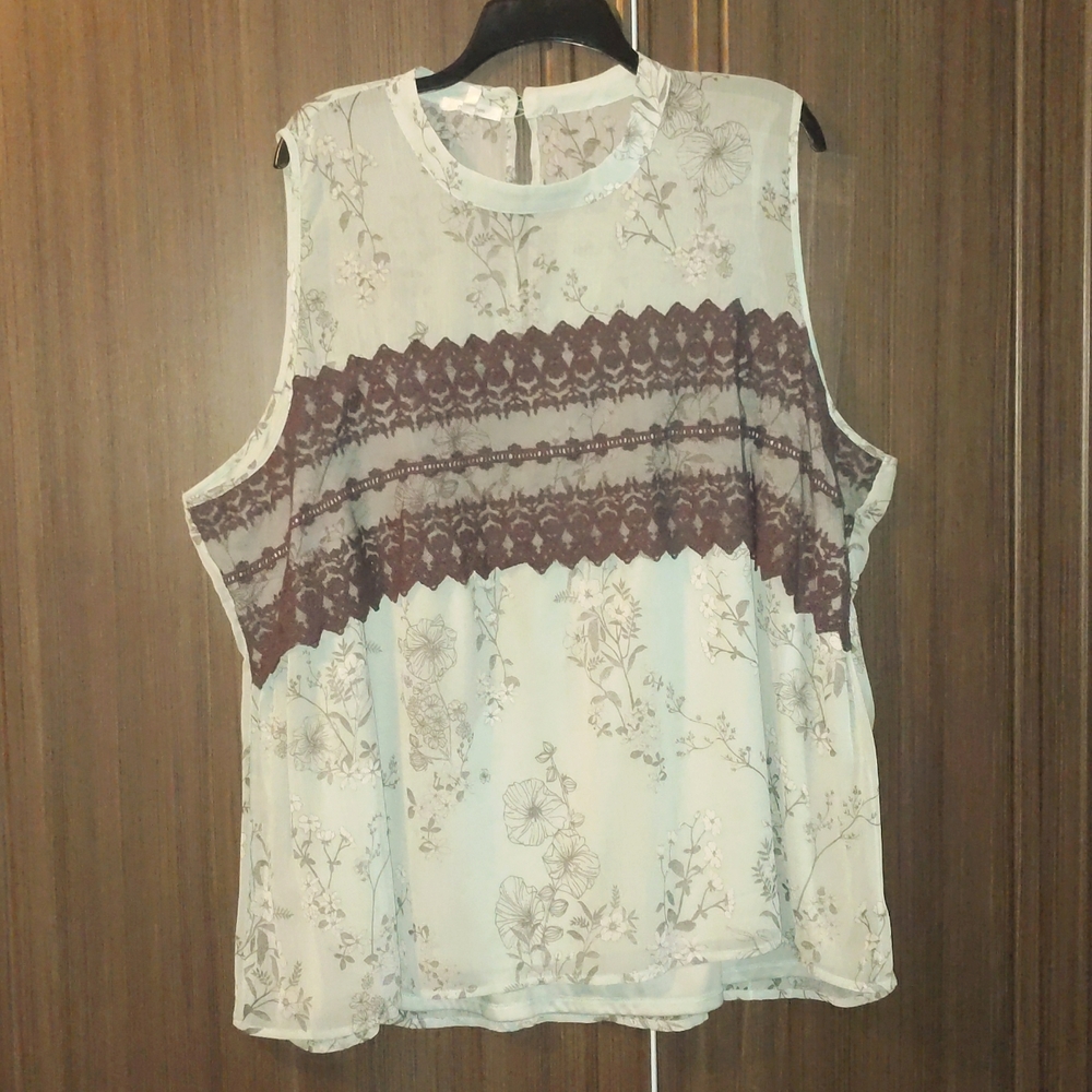 Maurices Lace Bodice Sleeveless Blouse, 3X